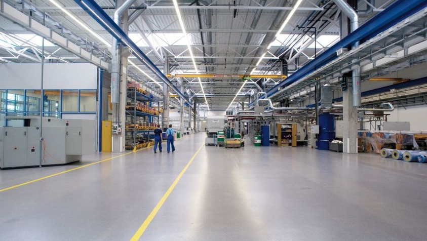 Industrial facility with protected concrete surfaces